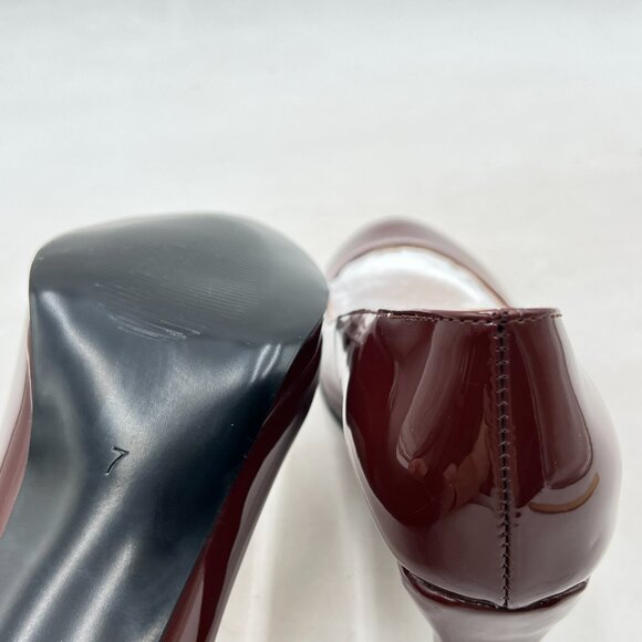 Miss Left Brown Low Platform Chunky High Heels Slip On Closed Round Toe Pump - Picture 6 of 8